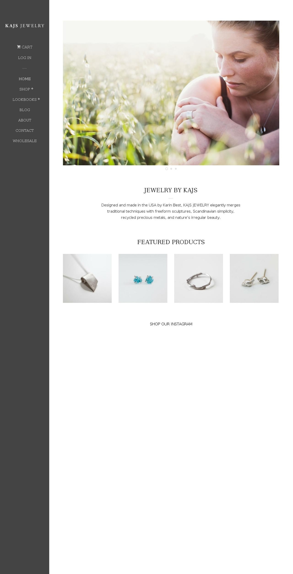 kajsjewelry.com shopify website screenshot