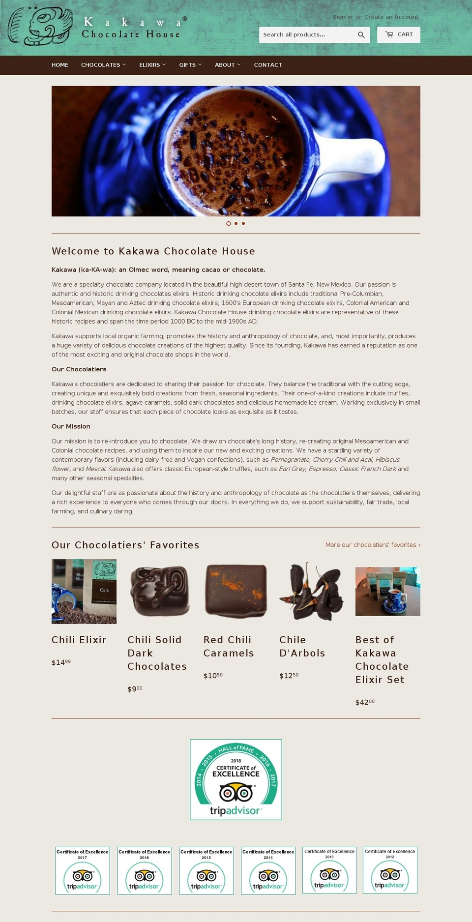 kakawachocolates.com shopify website screenshot