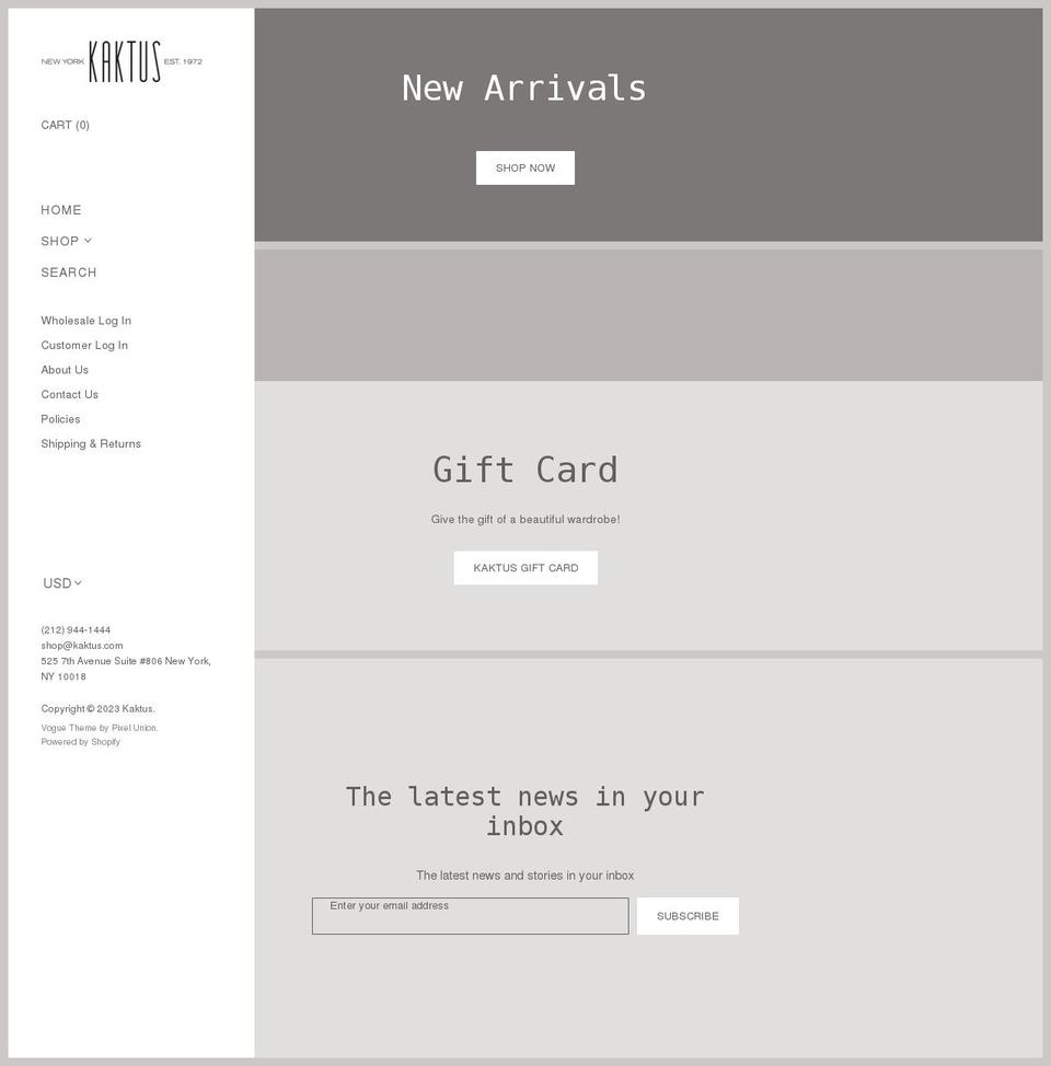kaktus.com shopify website screenshot