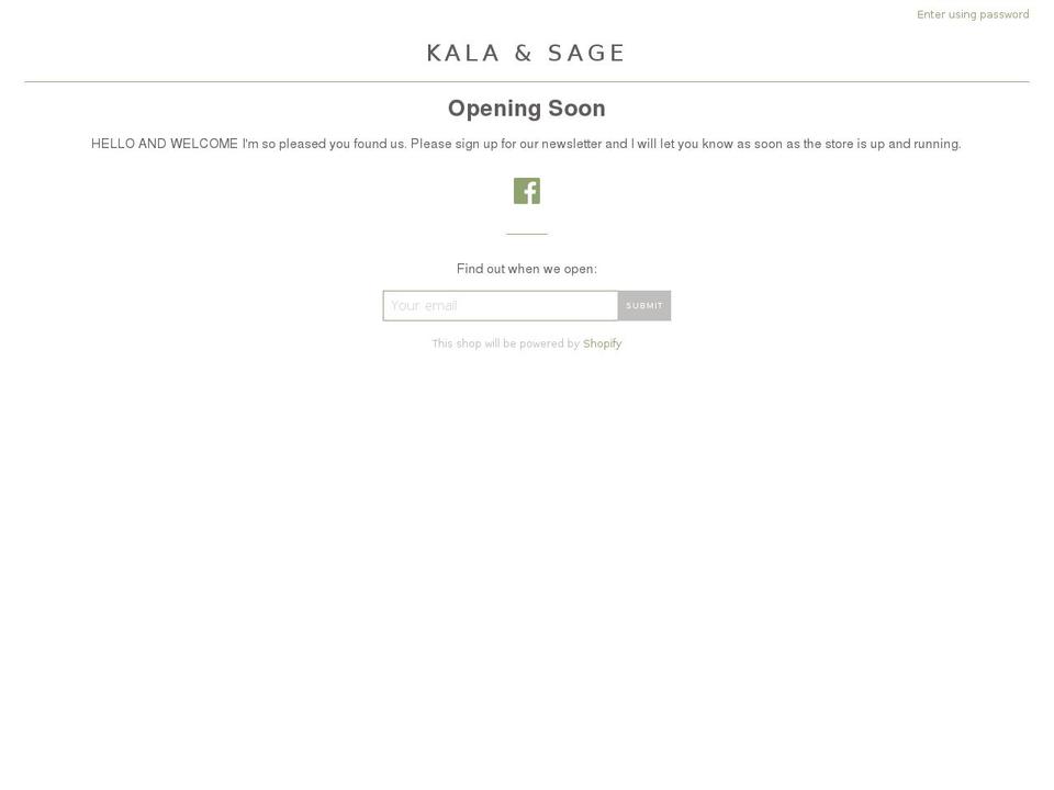 kalaandsage.com — Shopify storefront screenshot