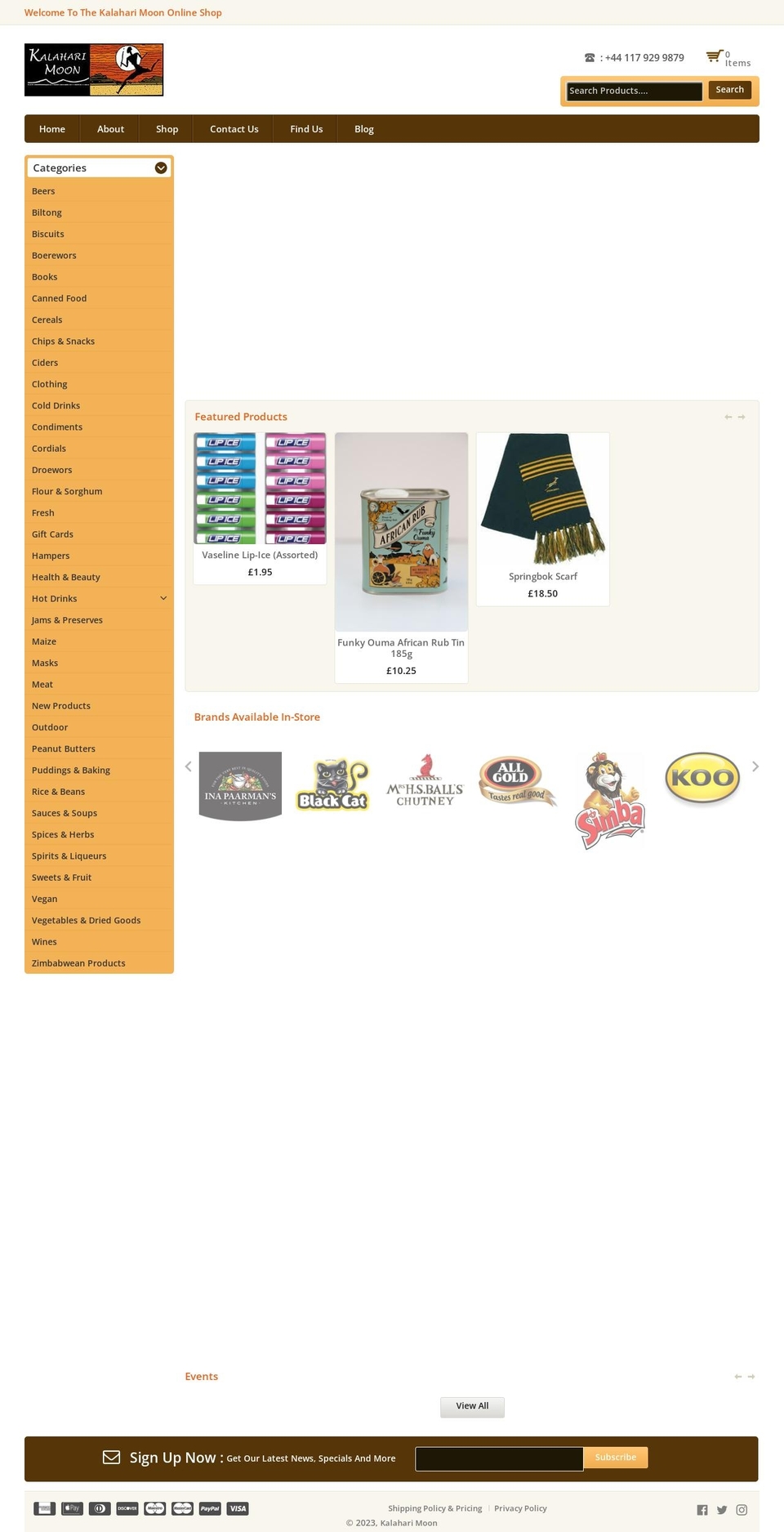 MegaShop Shopify theme site example kalaharimoon.co.uk