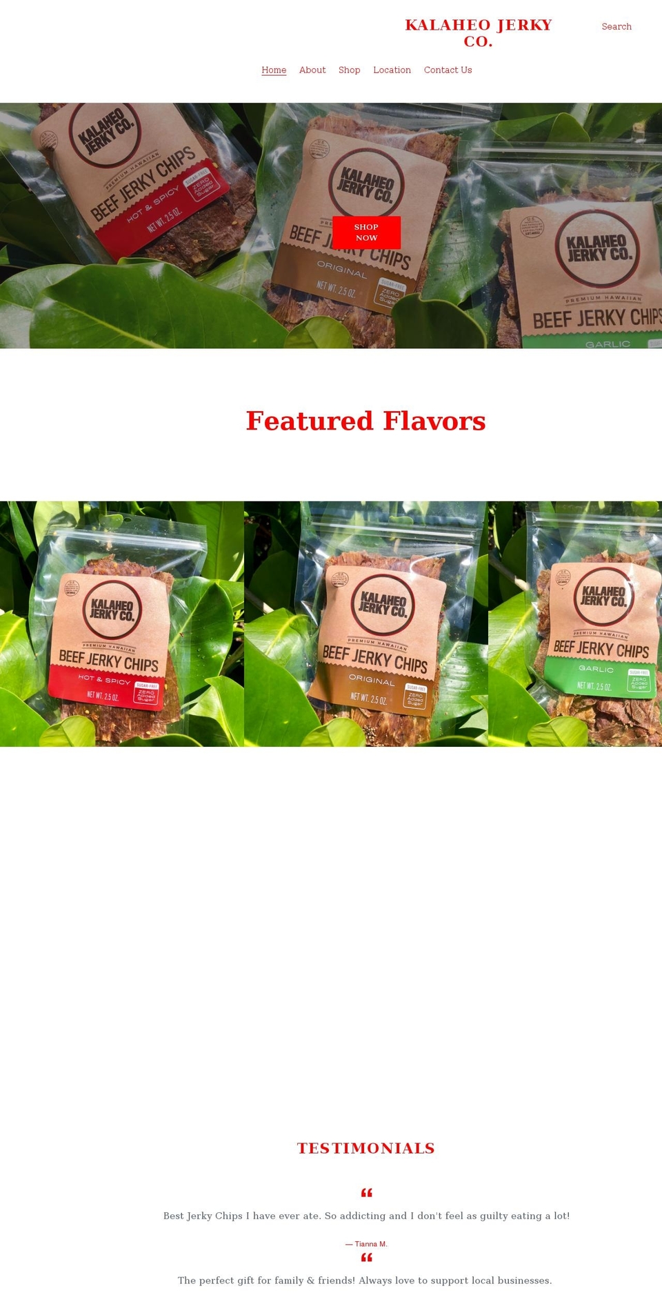 kalaheojerky.com shopify website screenshot