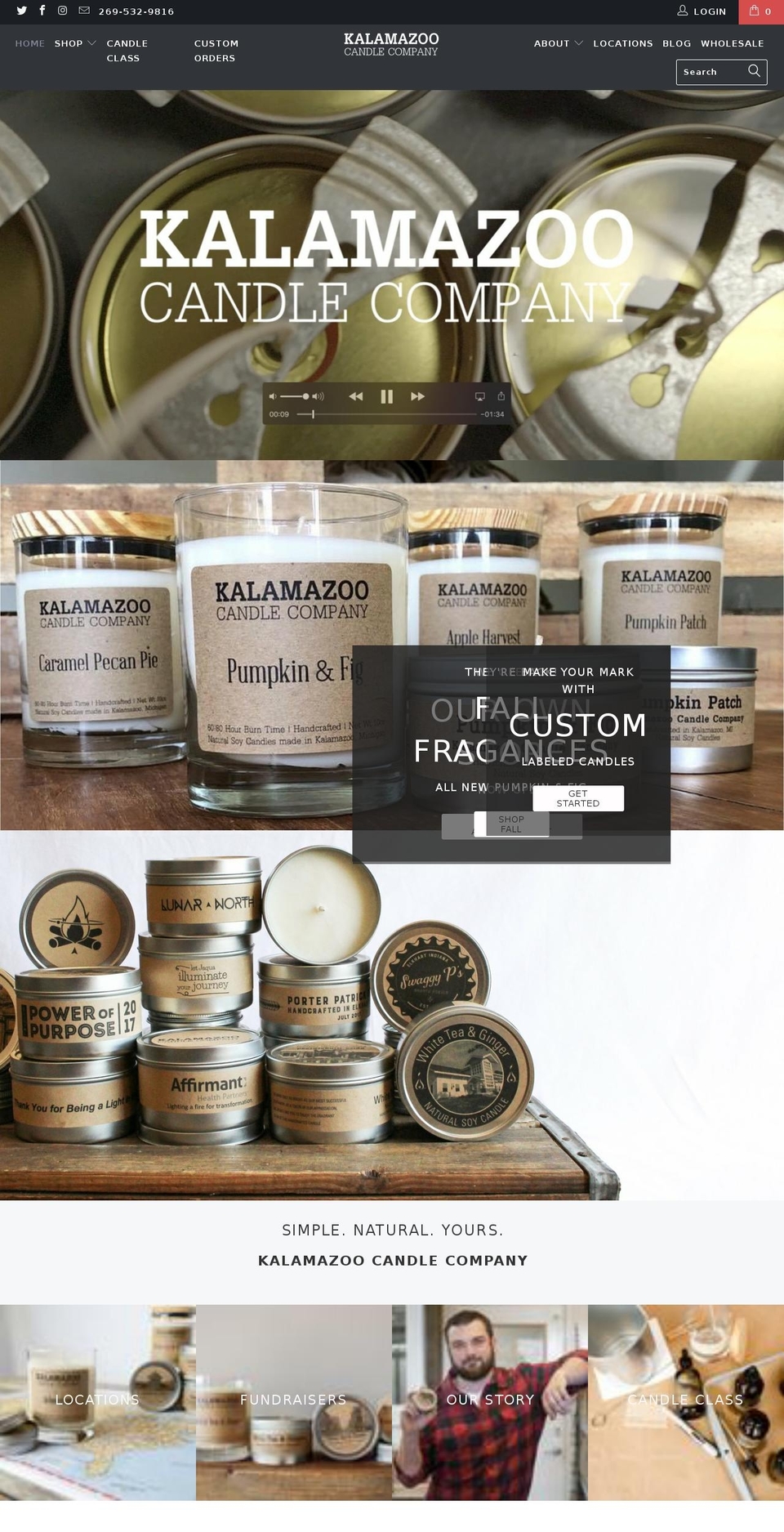 kalamazoocandles.com — Shopify storefront screenshot