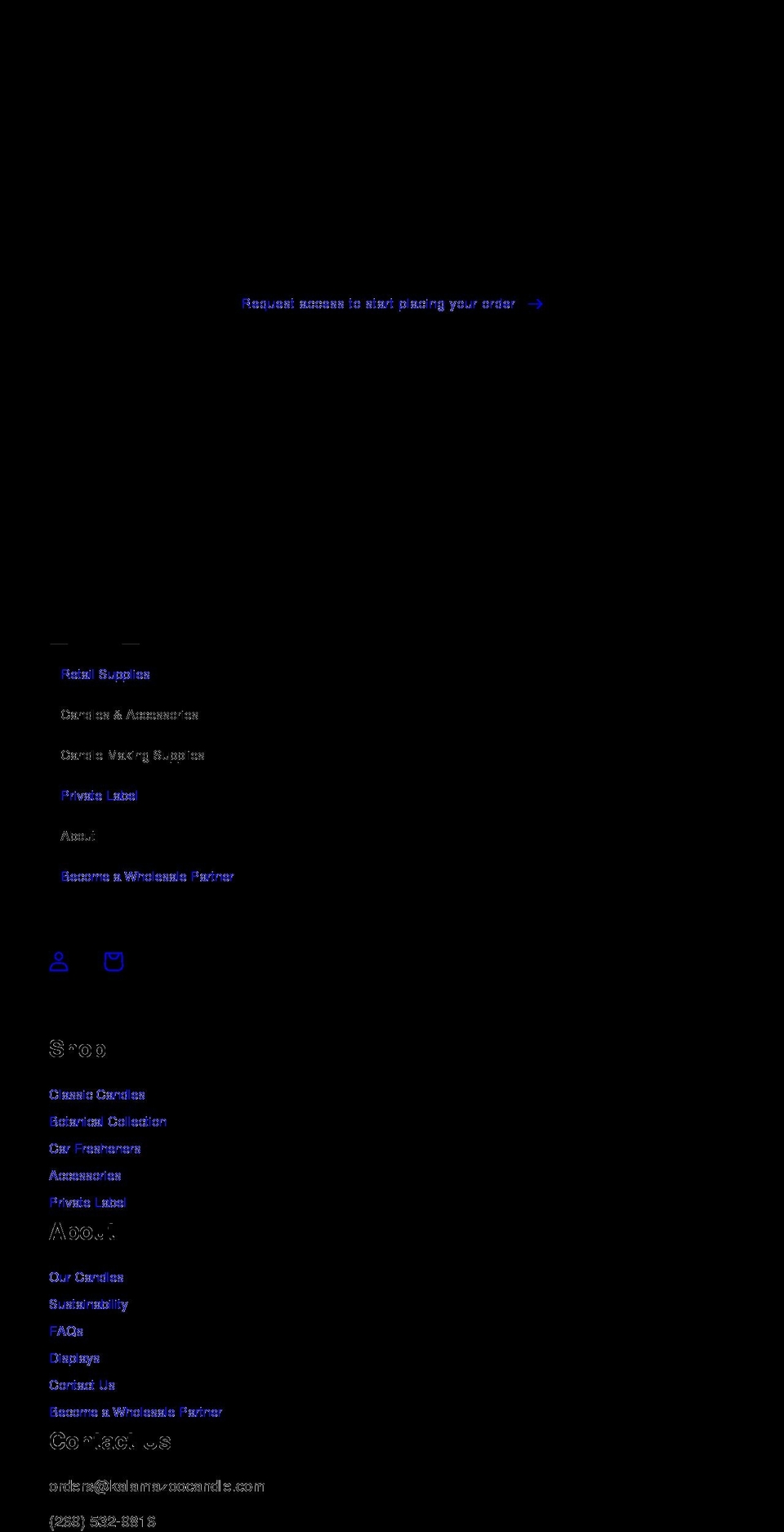 kalamazoocandlewholesale.com shopify website screenshot