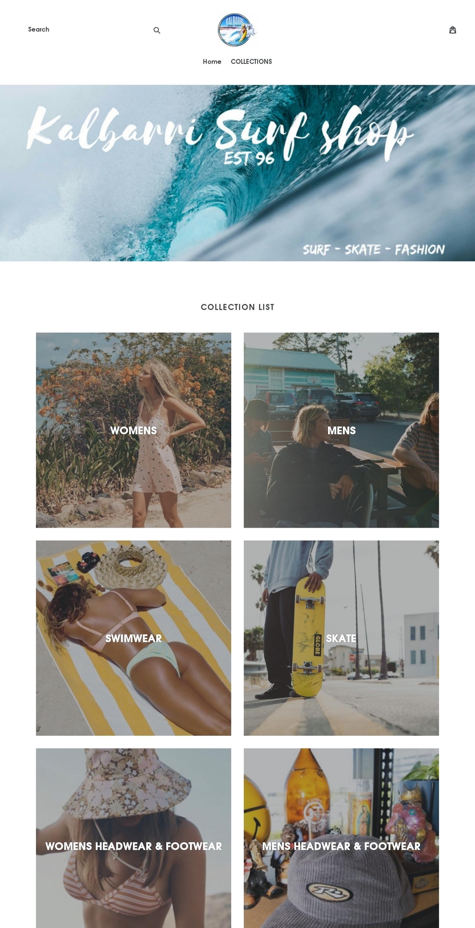 kalbarrisurfshop.com — Shopify storefront screenshot