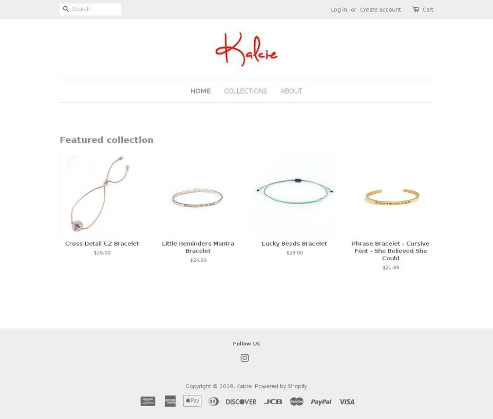 kalcieshop.com shopify website screenshot