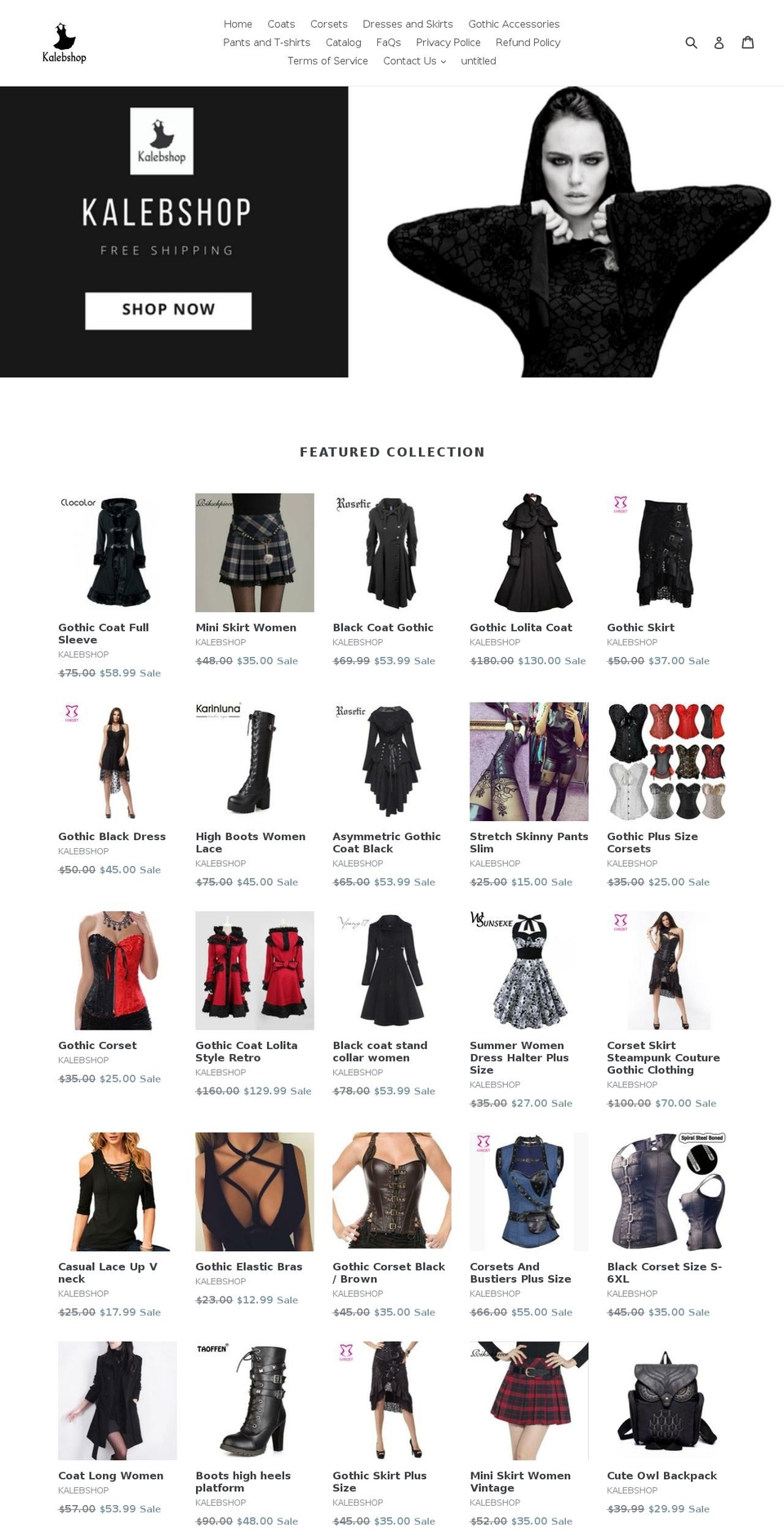 kalebshop.com — Shopify storefront screenshot