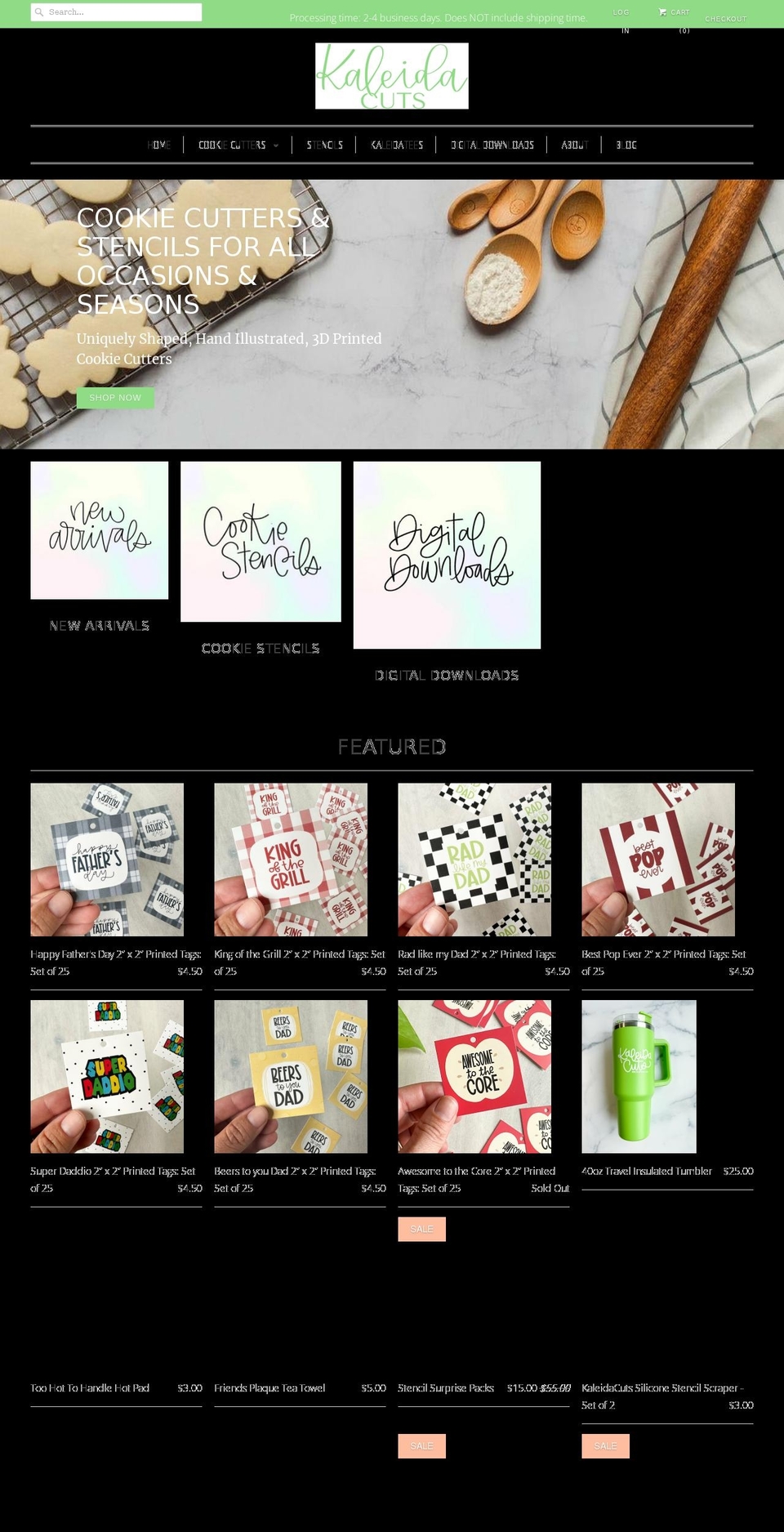 kaleidacuts.com shopify website screenshot