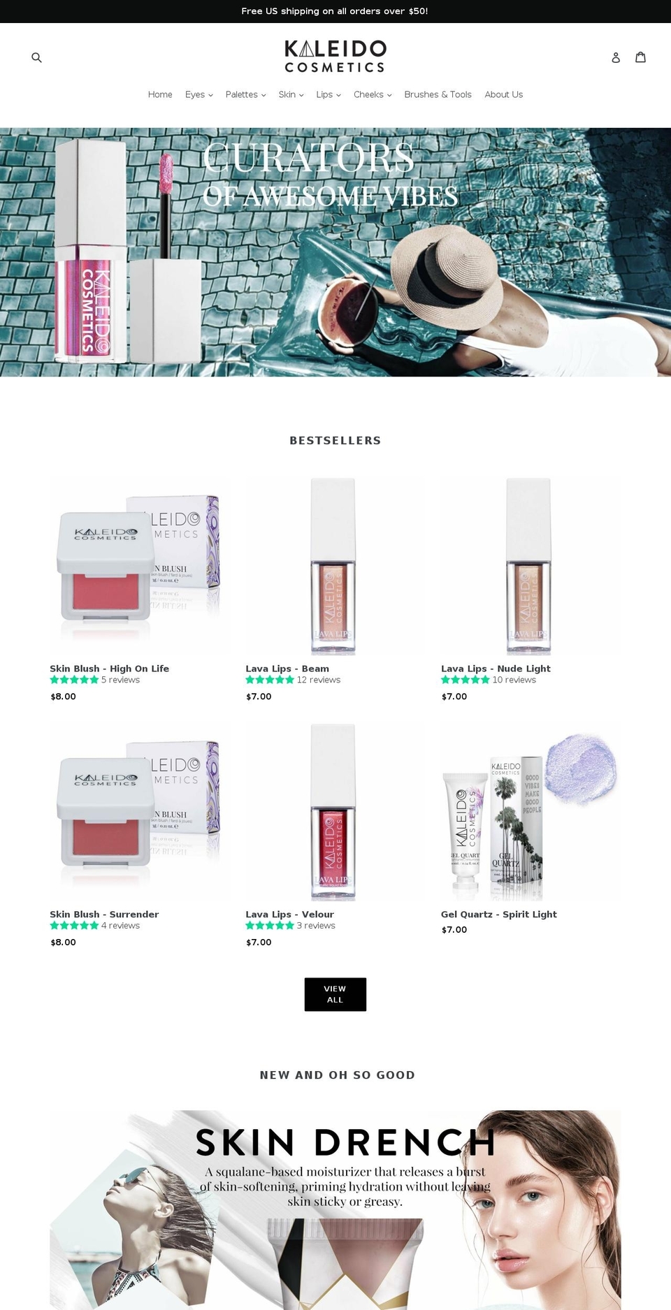 kaleidocosmetics.com shopify website screenshot