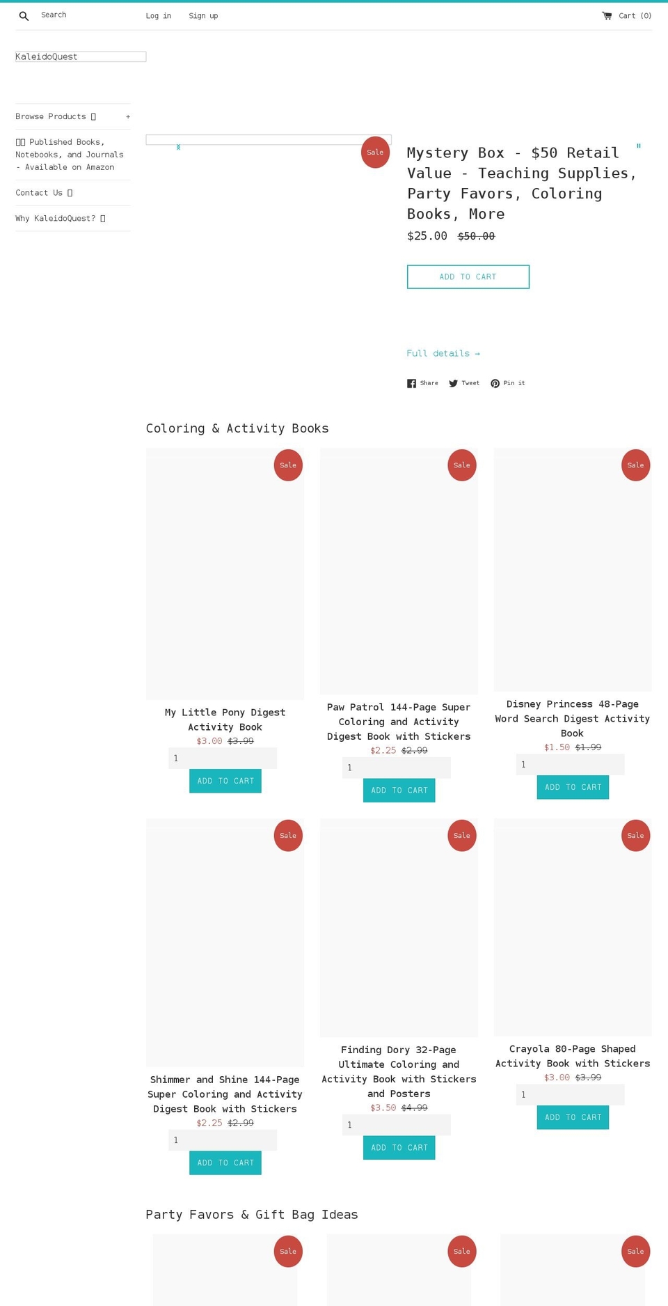 kaleidoquest.myshopify.com shopify website screenshot