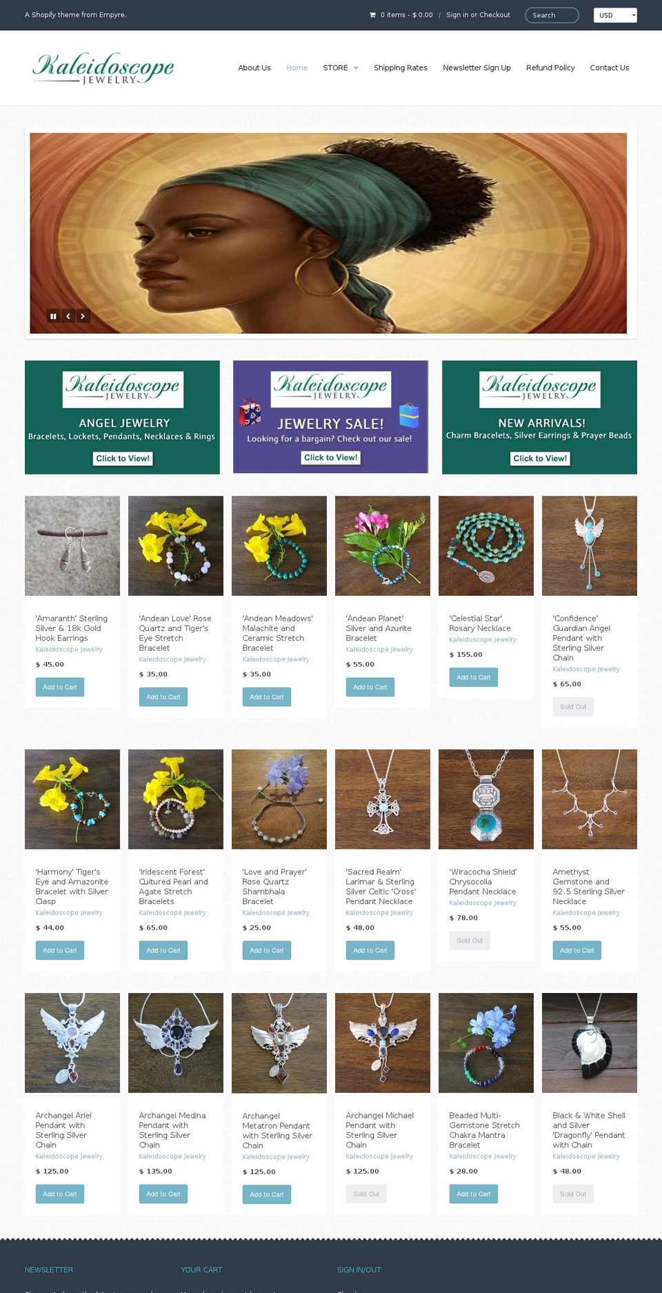 kaleidoscope-jewelry.com shopify website screenshot