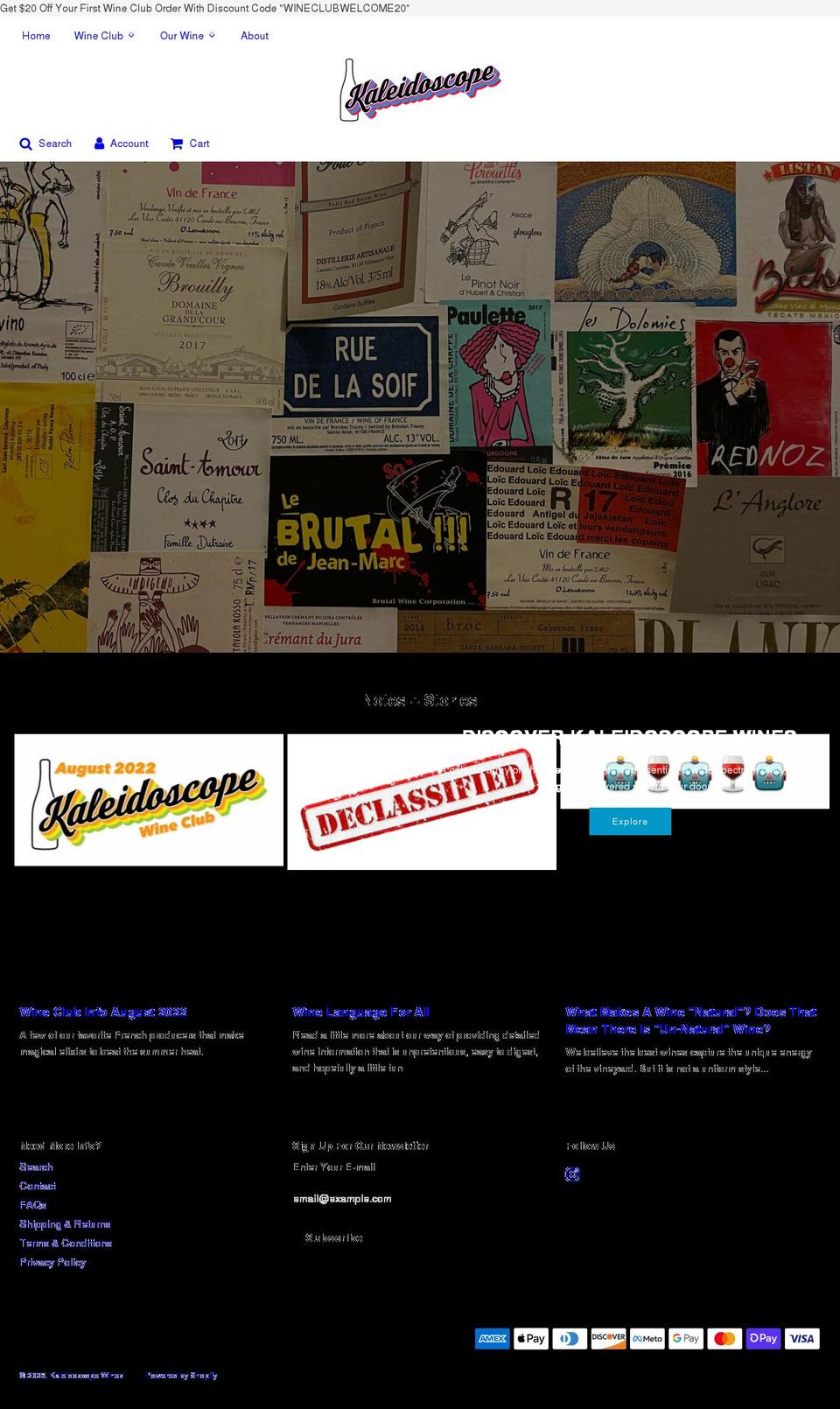 kaleidoscope.wine shopify website screenshot