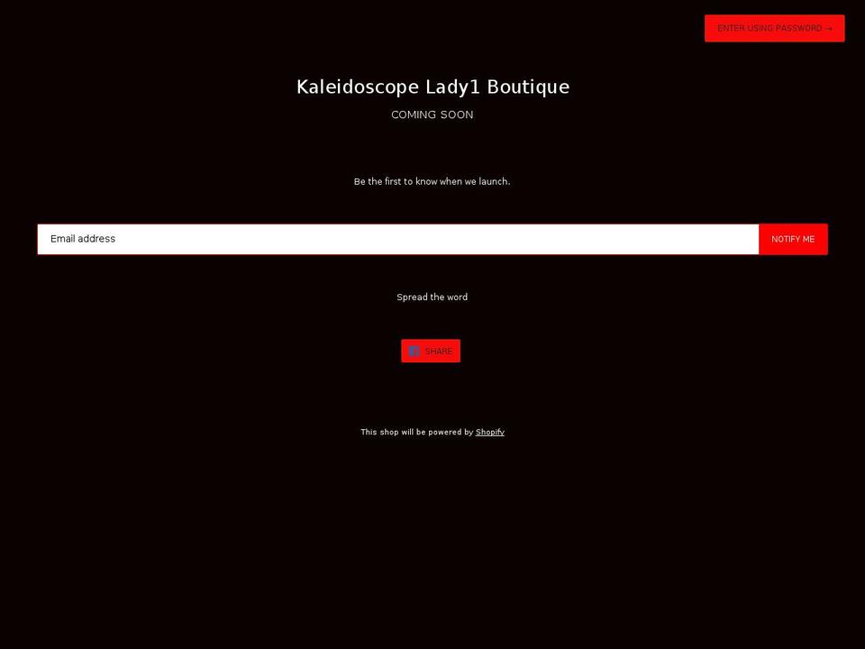 kaleidoscopelady1.boutique shopify website screenshot