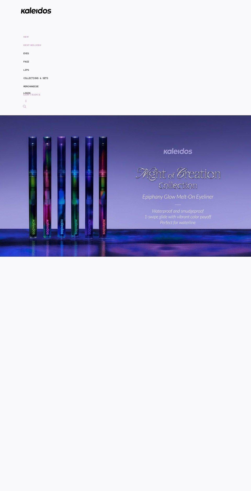 kaleidoscosmetics.com — Shopify storefront screenshot