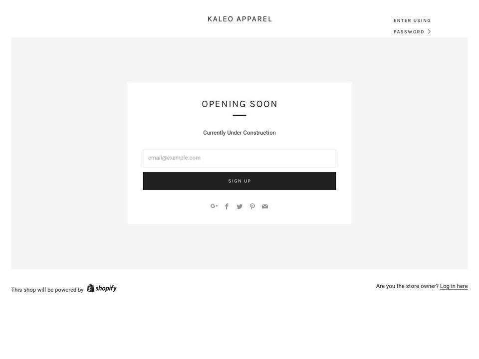 kaleoapparel.com — Shopify storefront screenshot