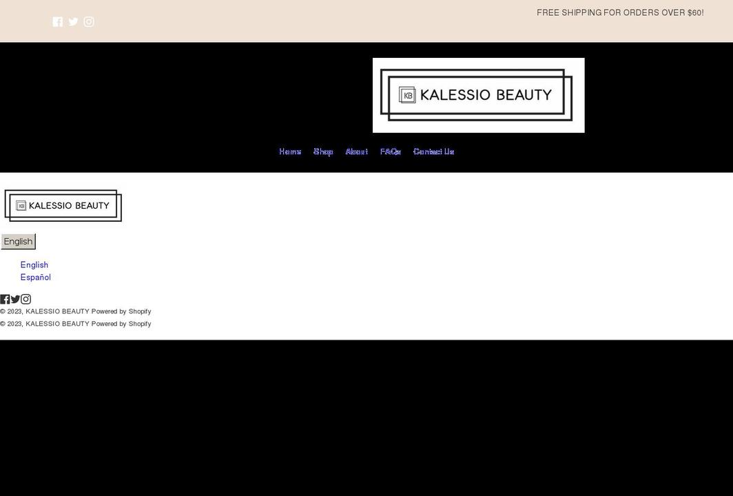 kalessiobeauty.com shopify website screenshot