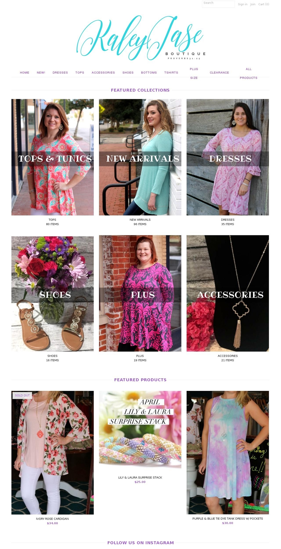 kaleyjase.com shopify website screenshot