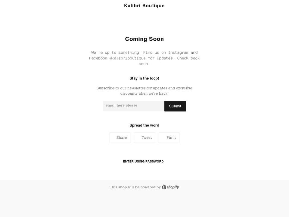 kalibriboutique.com shopify website screenshot