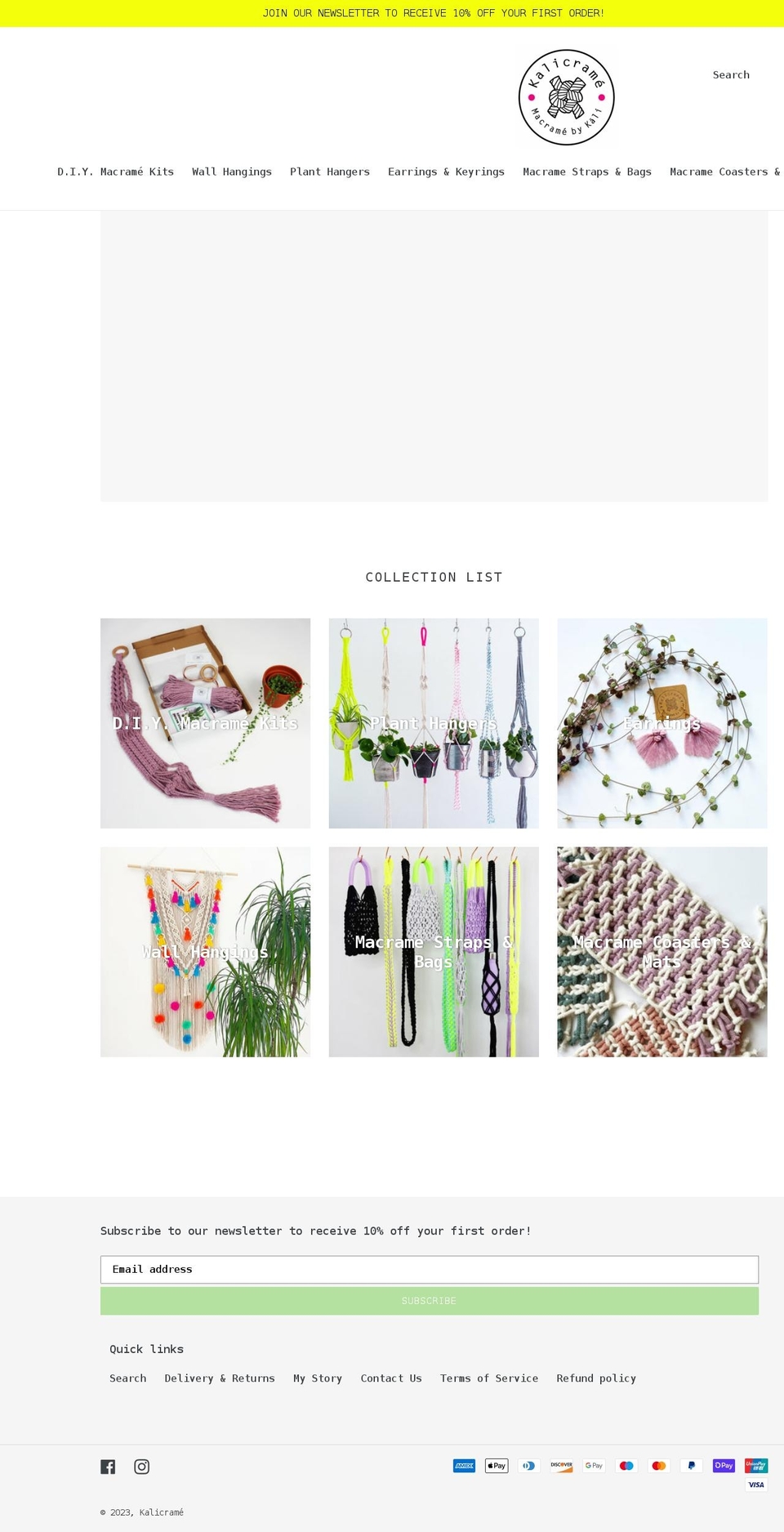 kalicrame.com shopify website screenshot