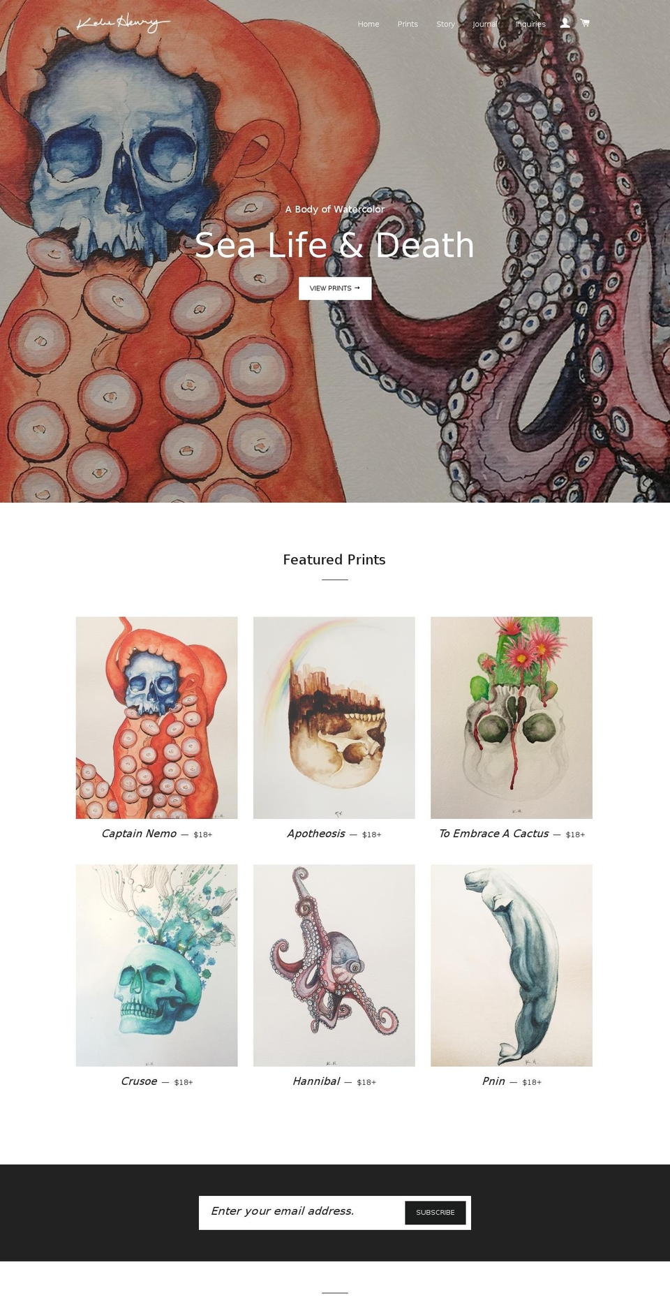 kaliehenry.com — Shopify storefront screenshot