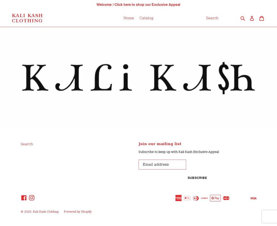 kalikashclothing.com shopify website screenshot