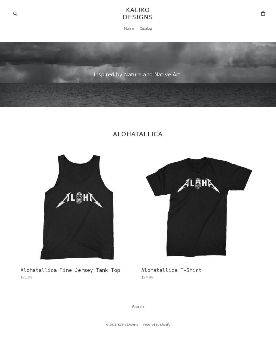 kalikodesigns.com — Shopify storefront screenshot