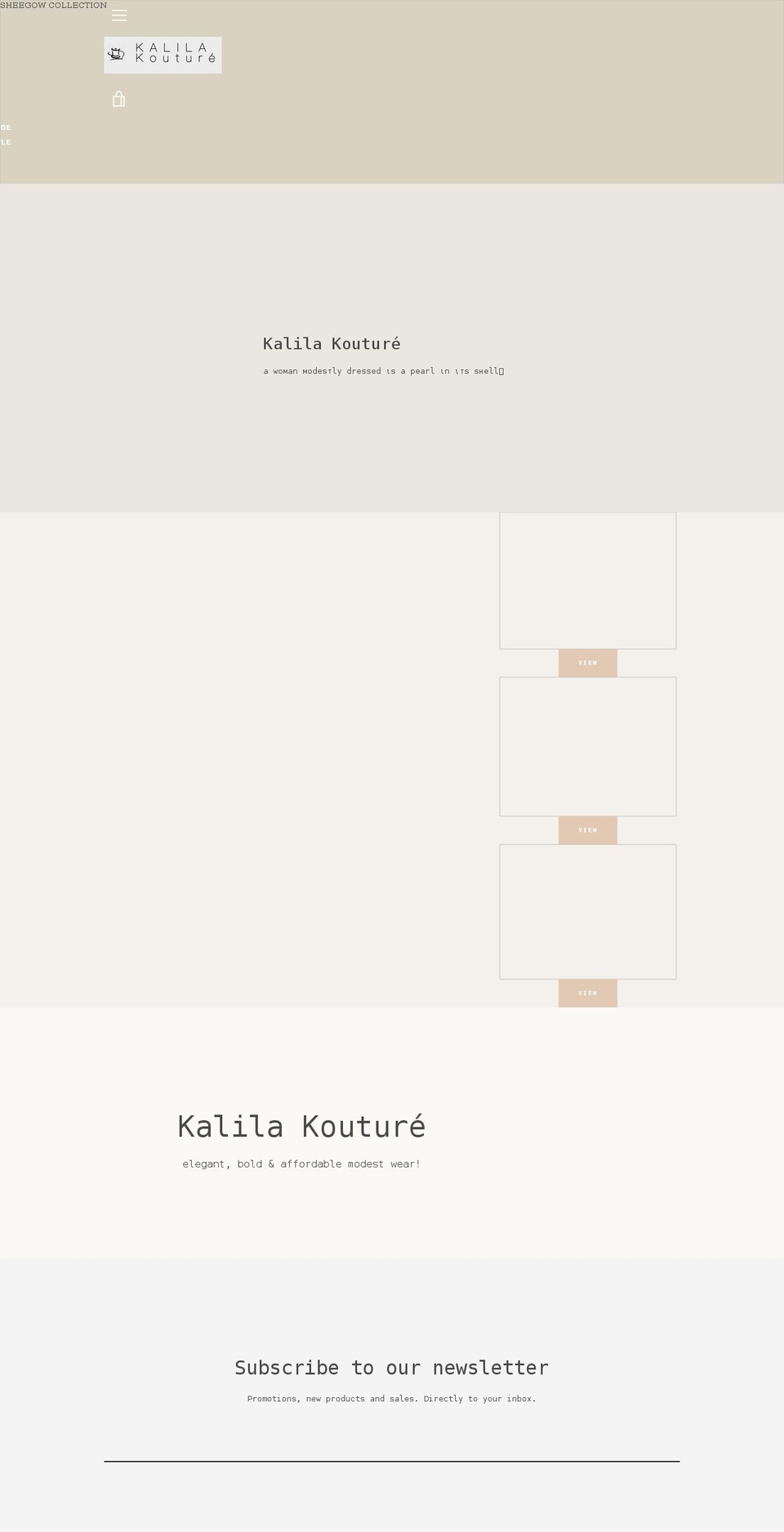 kalilakouture.co.uk shopify website screenshot