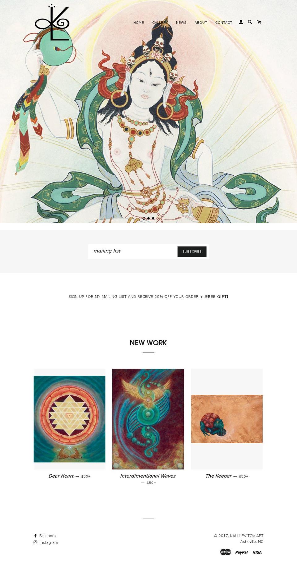 kalilevitov.com shopify website screenshot