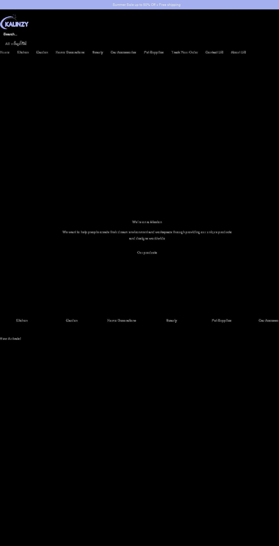 kalinzy.com shopify website screenshot