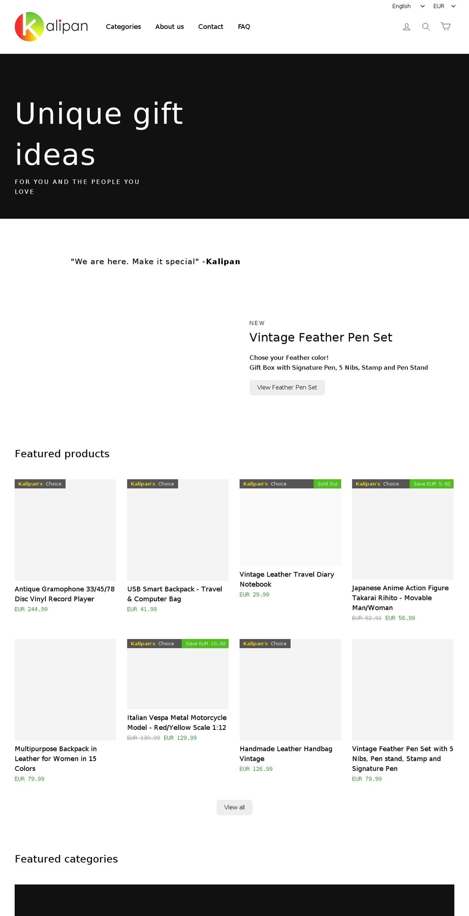kalipan.com — Shopify storefront screenshot