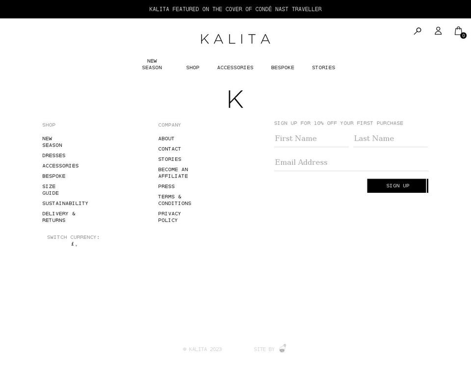 kalita.co shopify website screenshot