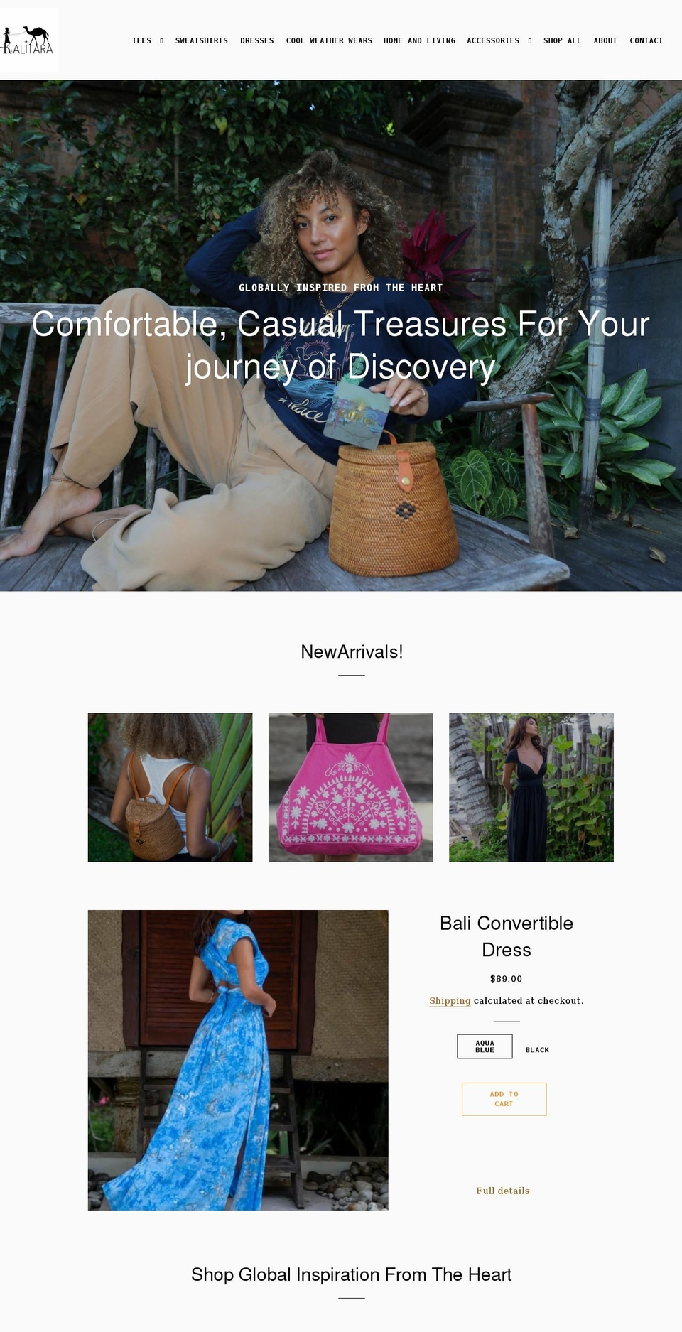 kalitaraclothing.com shopify website screenshot