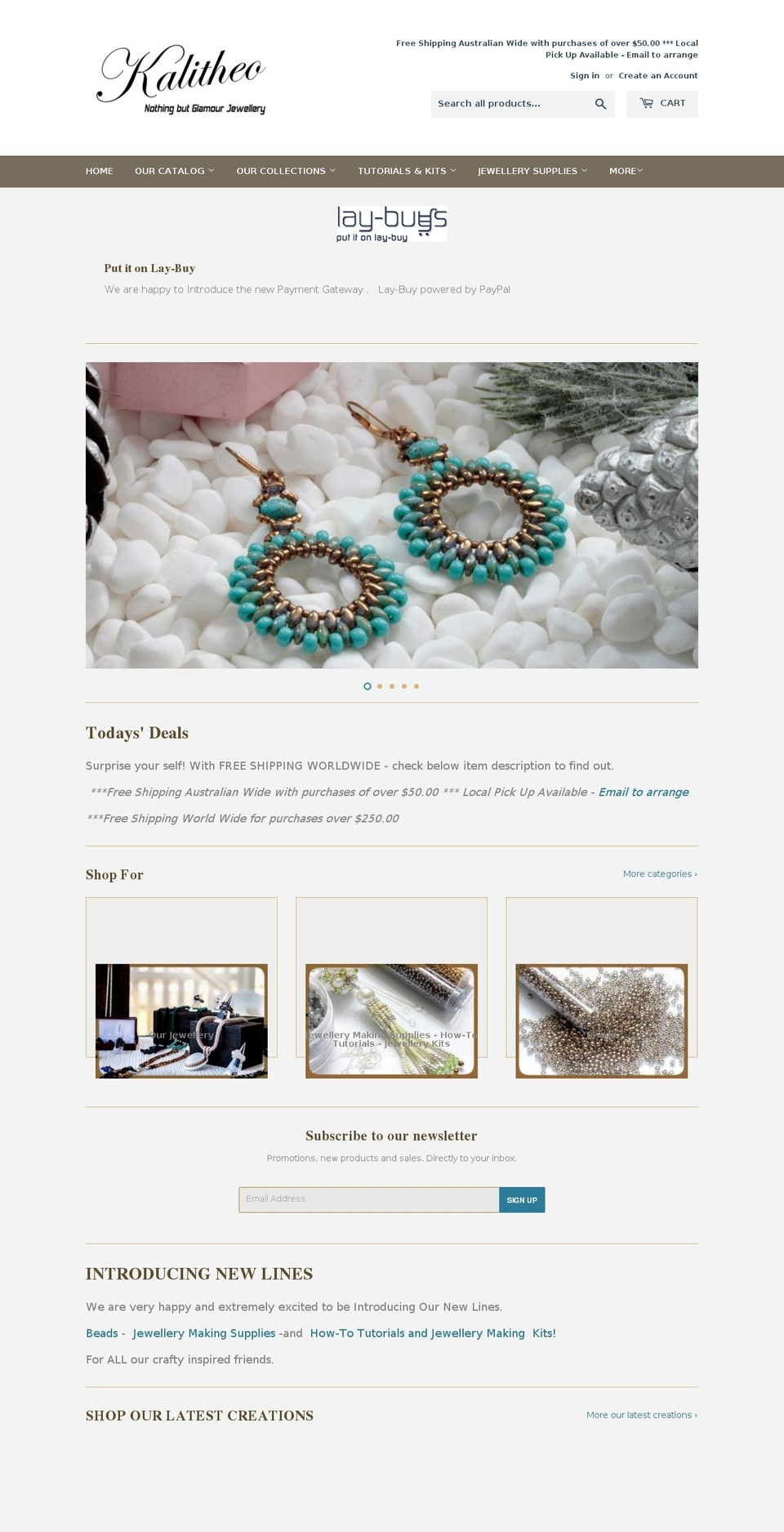 kalitheocreations.com — Shopify storefront screenshot