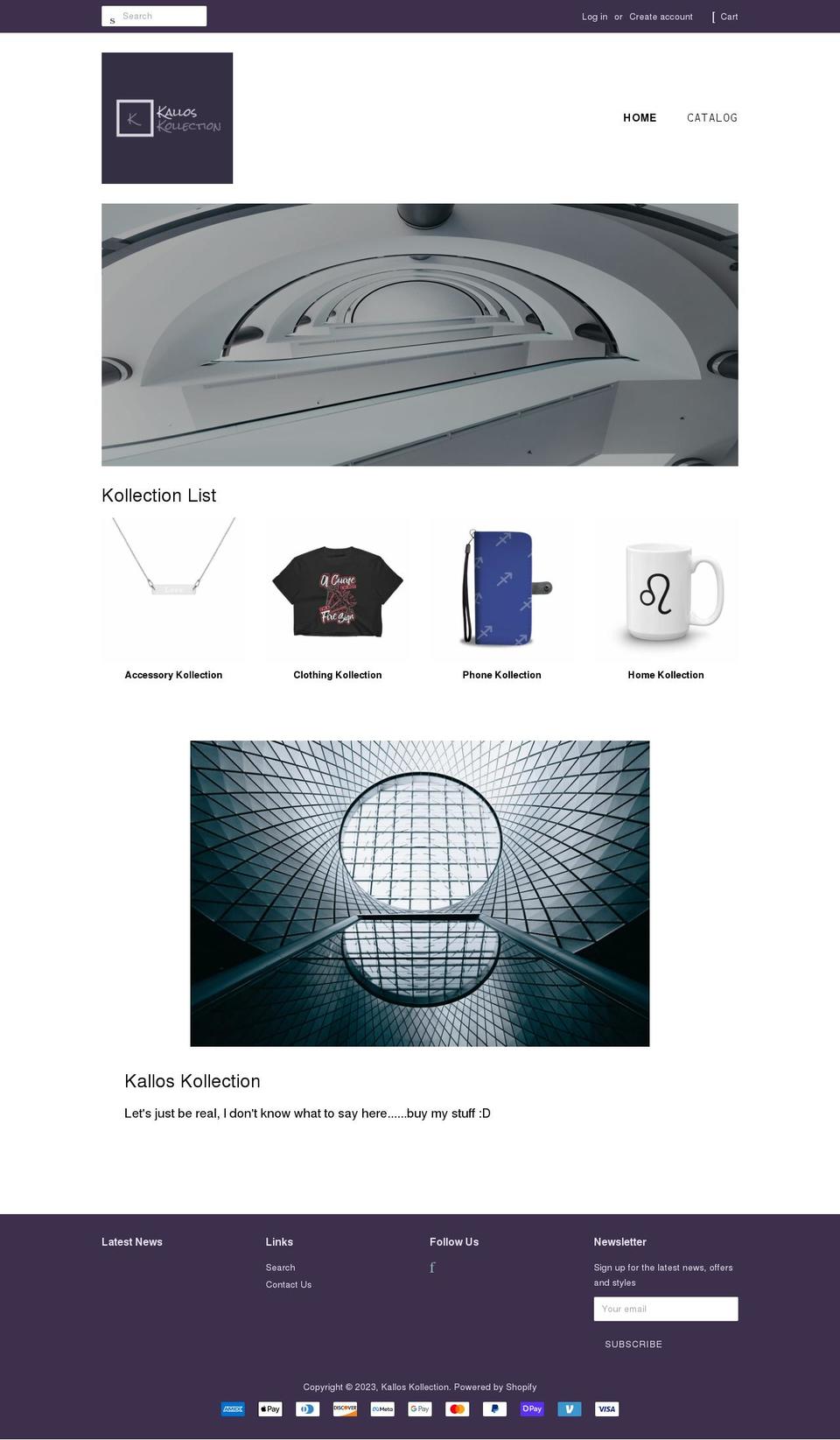 kalloskollection.com shopify website screenshot