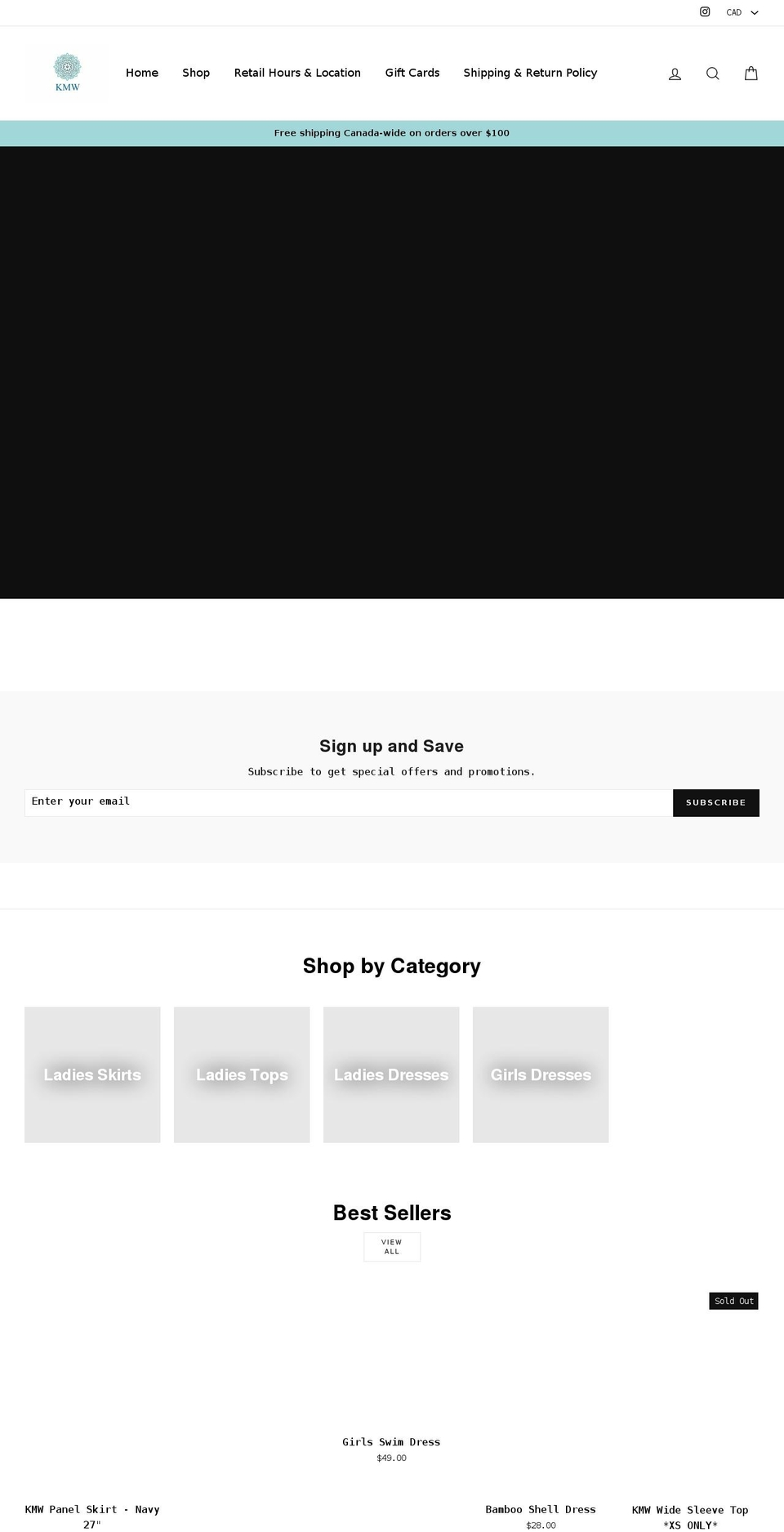 kalmodestwear.ca shopify website screenshot