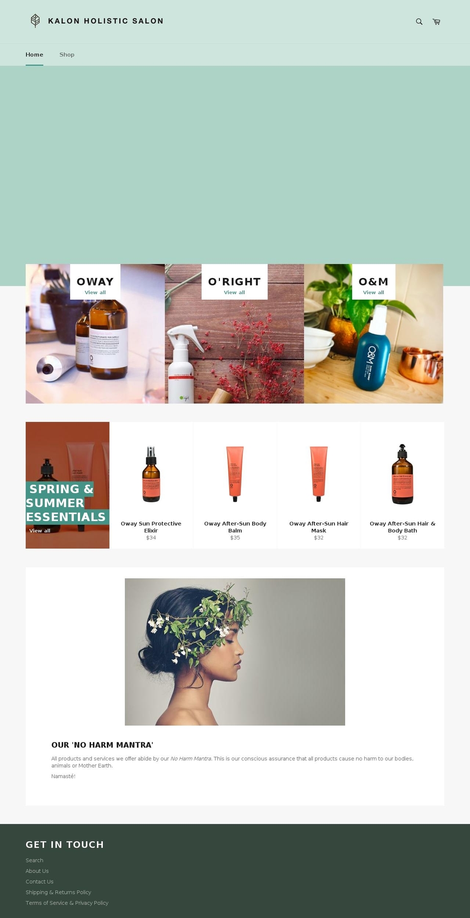 kalonholisticsalon.com — Shopify storefront screenshot
