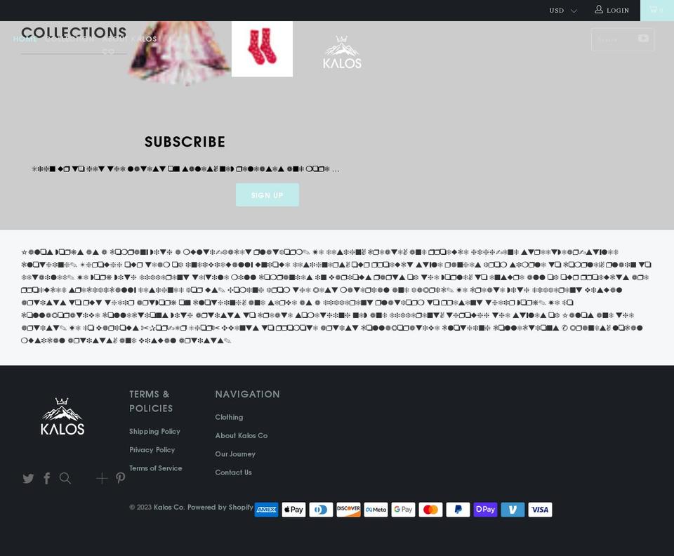 kalosclothing.com shopify website screenshot