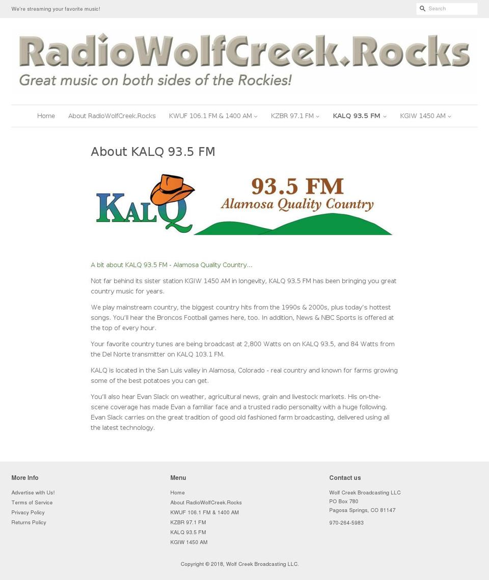 kalq935.com shopify website screenshot