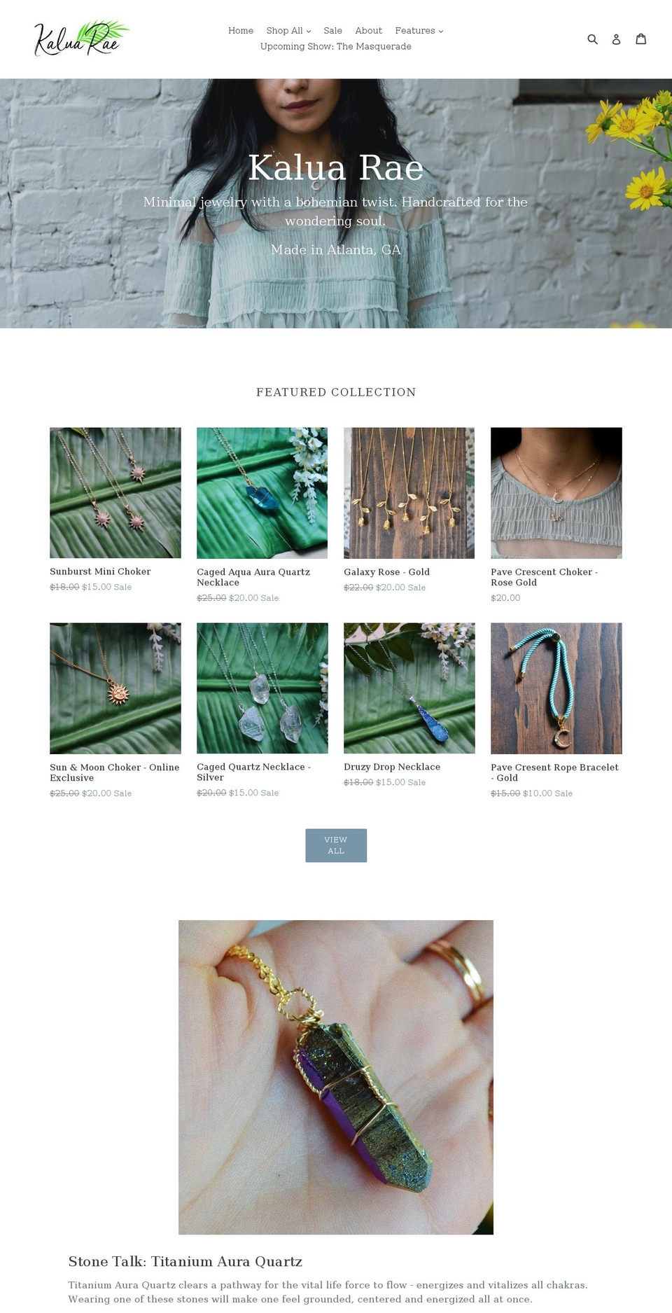 kaluarae.com — Shopify storefront screenshot