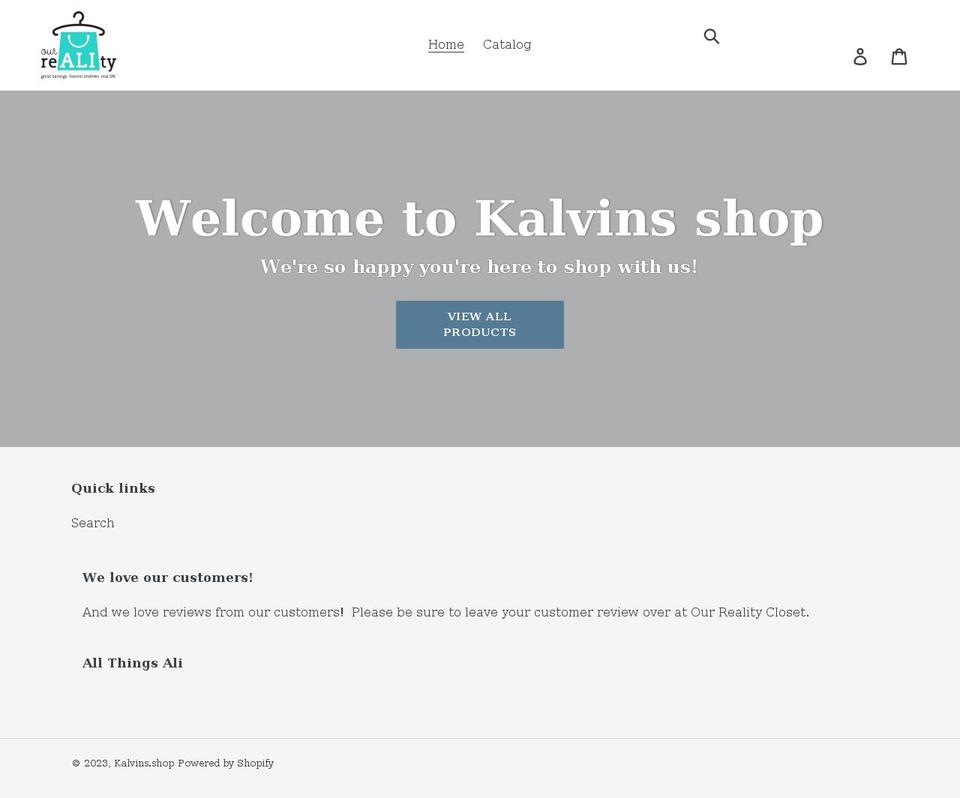 kalvins.shop shopify website screenshot