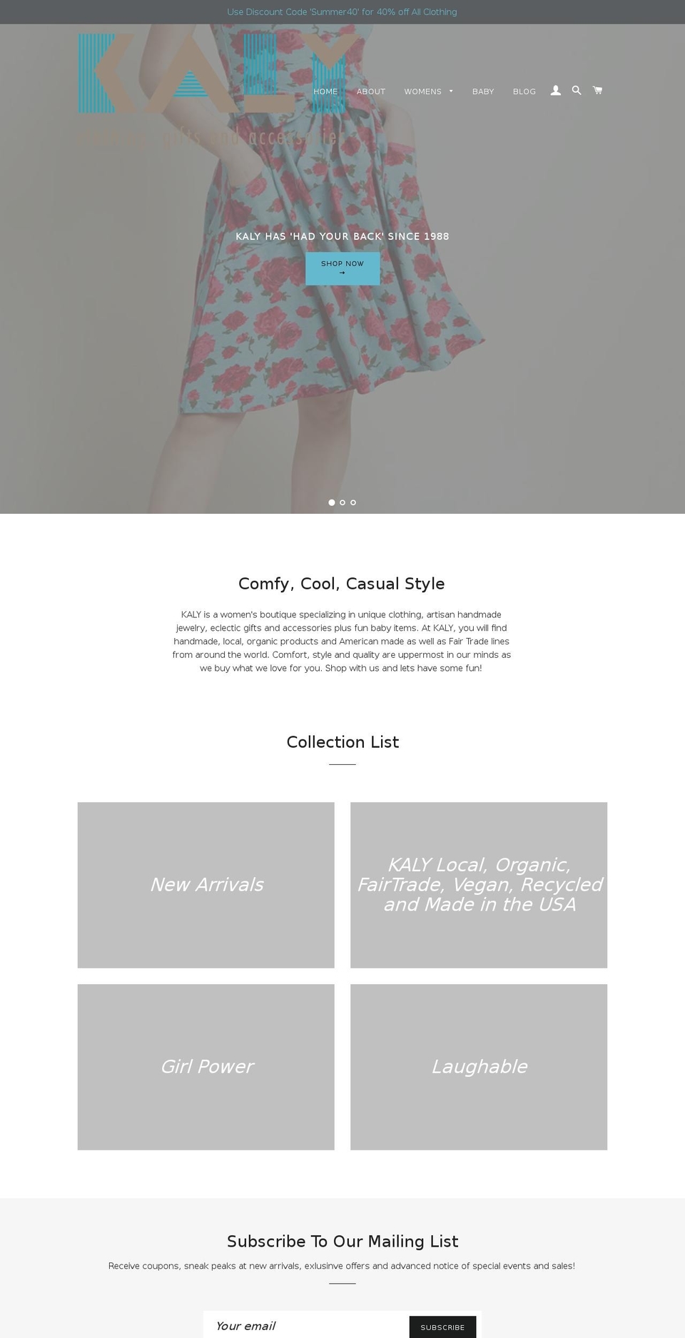 kalyclothing.com — Shopify storefront screenshot