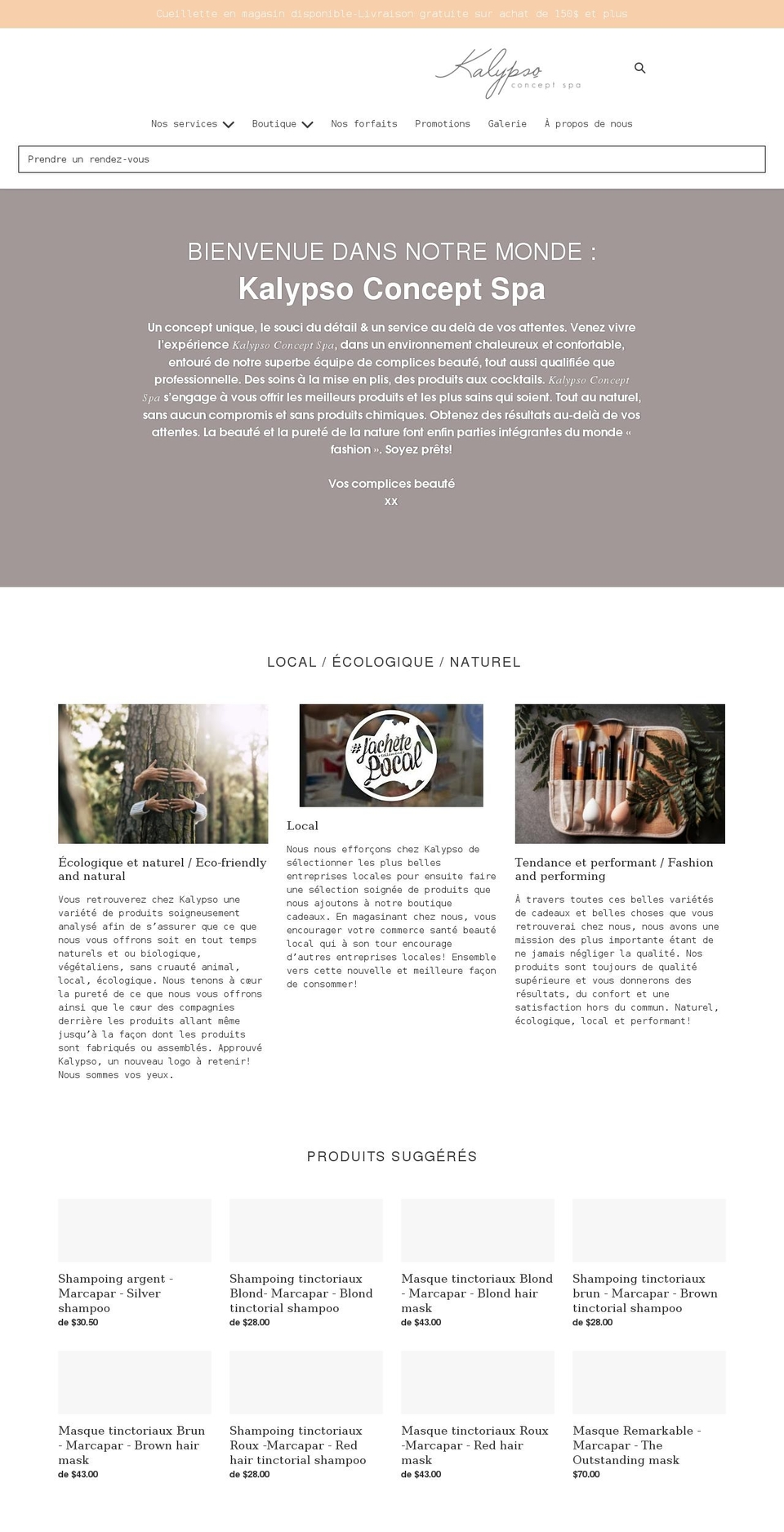 kalypsoconceptspaboutique.com shopify website screenshot