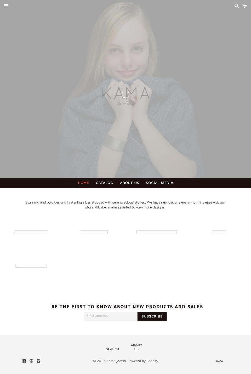 kamajewels.com shopify website screenshot