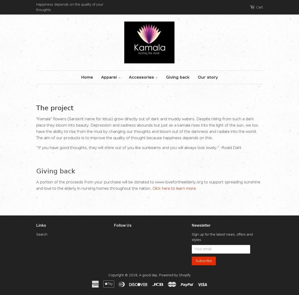 kamalaproject.com — Shopify storefront screenshot