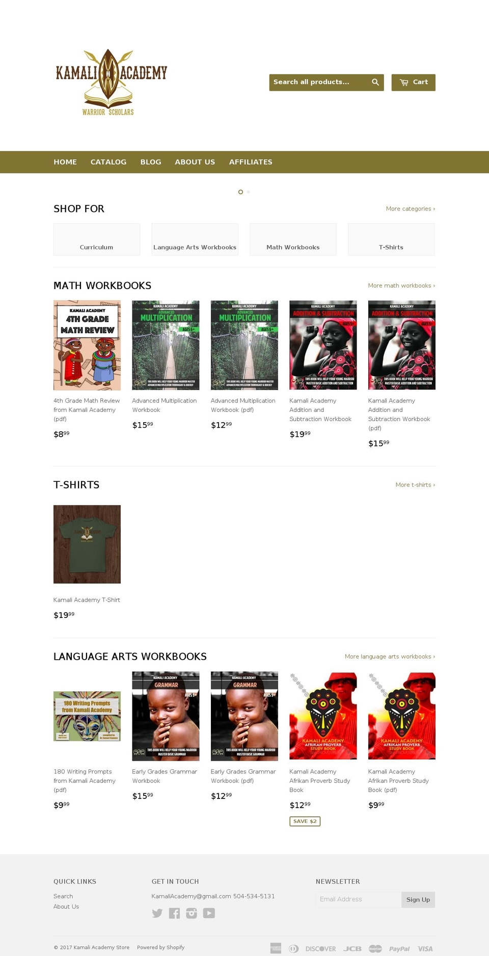 kamaliacademystore.com shopify website screenshot