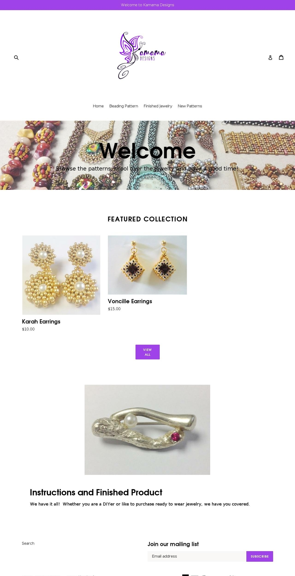 kamamadesigns.com shopify website screenshot