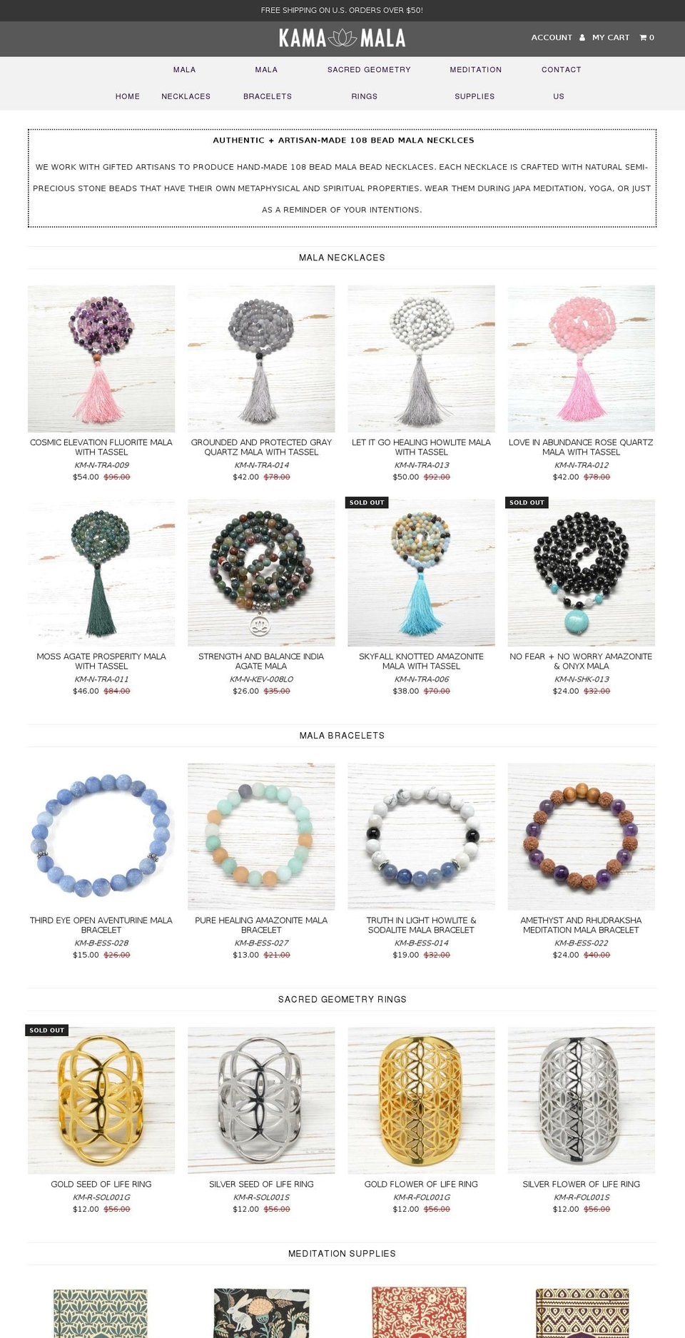 kamamala.com — Shopify storefront screenshot