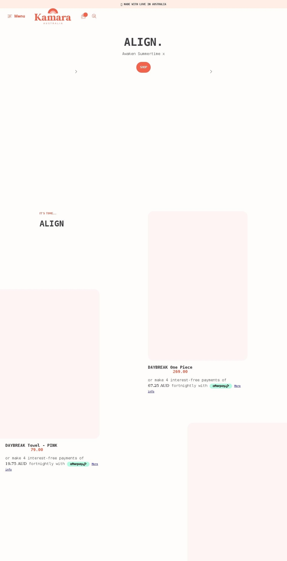 kamara.com.au shopify website screenshot