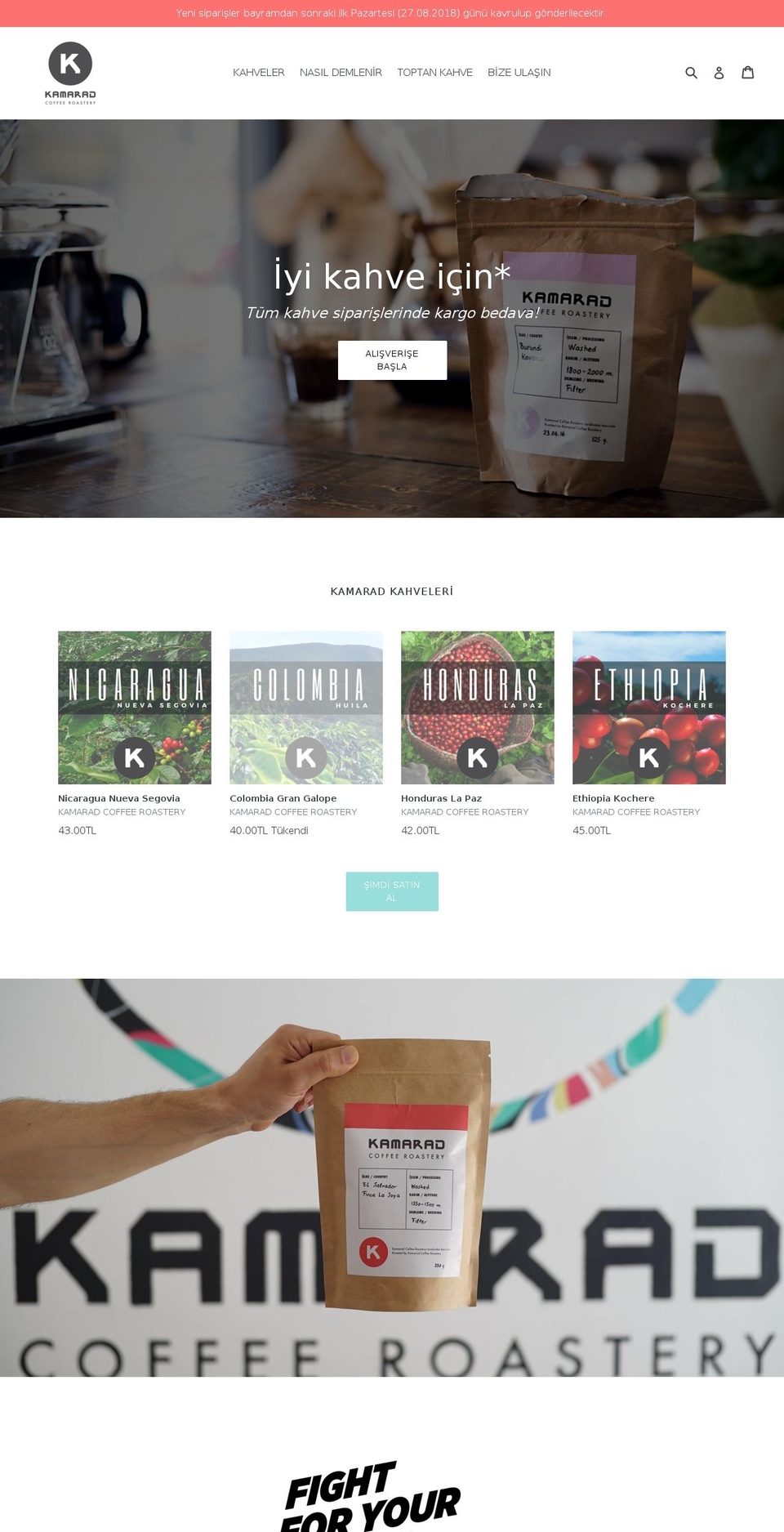 kamaradcoffee.com shopify website screenshot