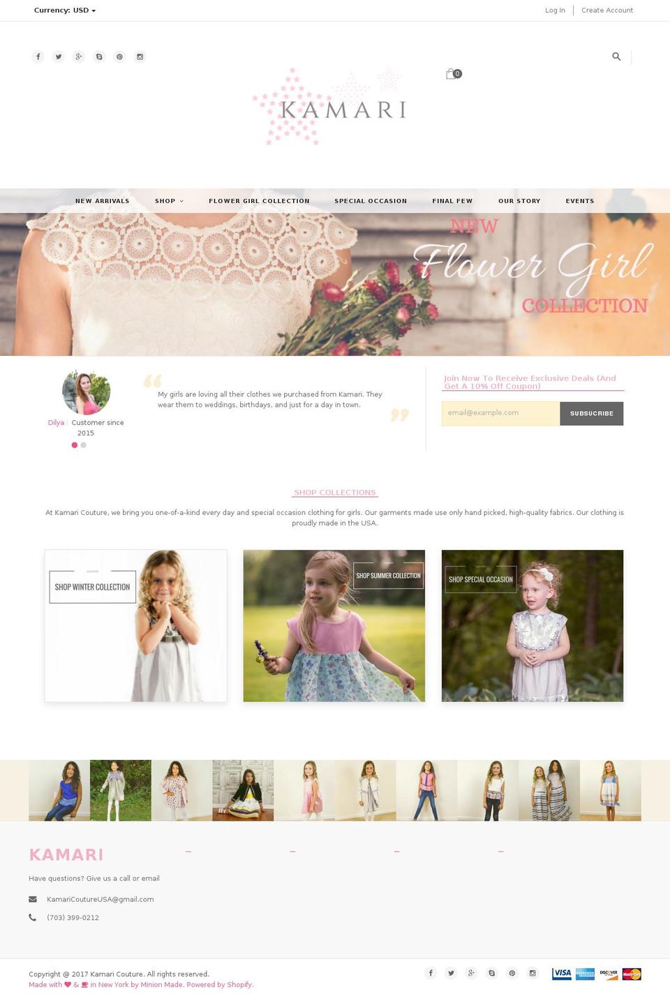 kamaricouture.com — Shopify storefront screenshot
